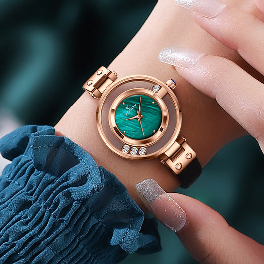 Hollow light luxury diamond-encrusted quartz movement women's watch