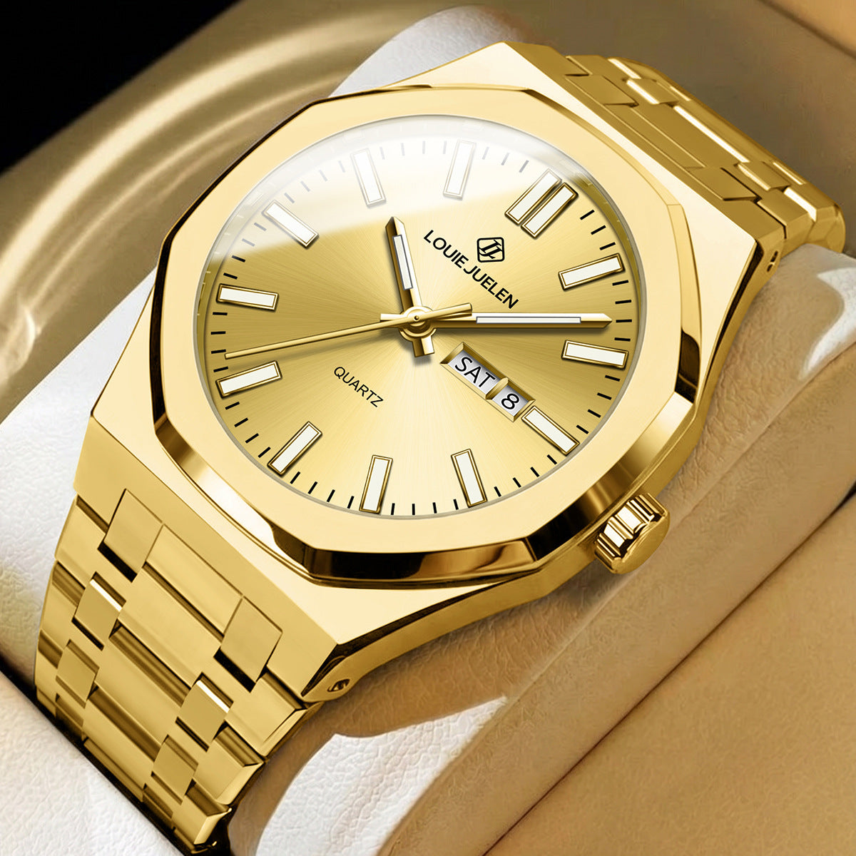 Atmospheric business men's watch double calendar waterproof quartz watch