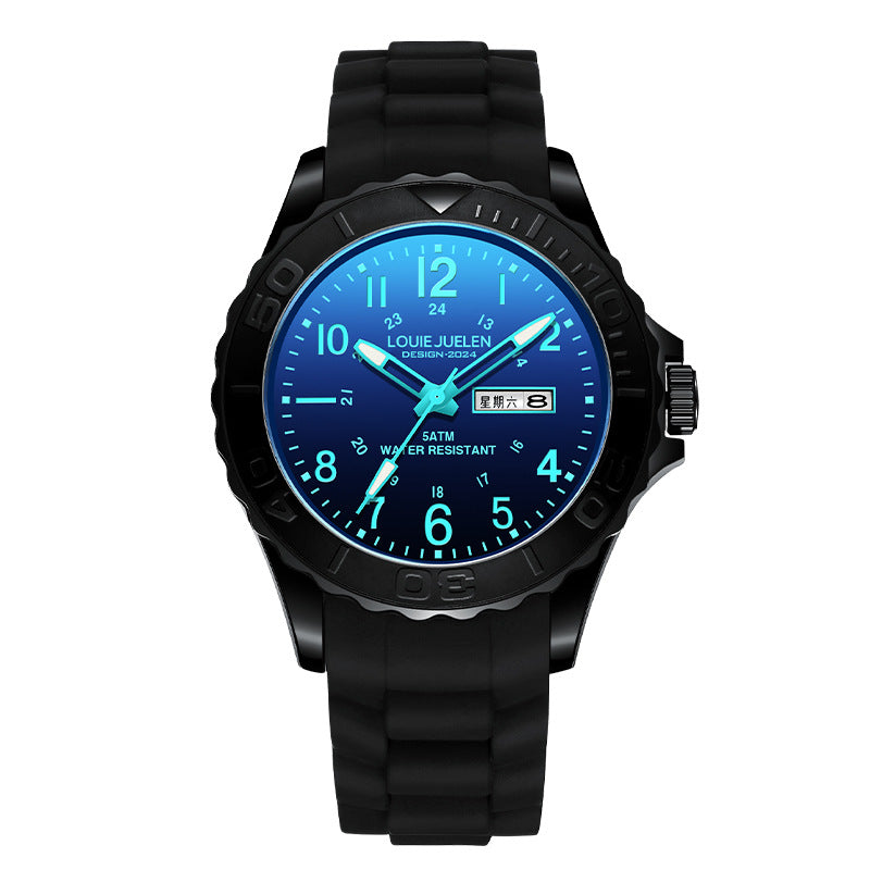 Luminous dial silicone strap couple quartz watch