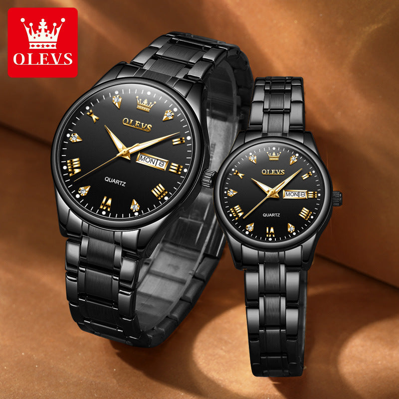 Elegant Couple Diamond Quartz Watches