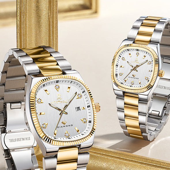 Couple Stainless Steel Quartz Watch Set