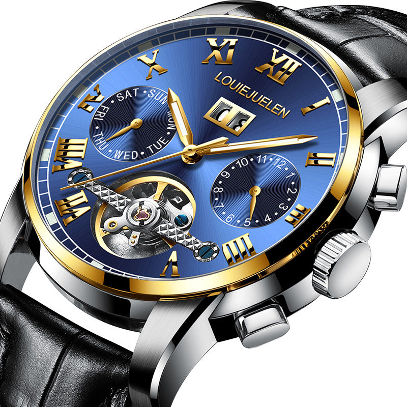 Men's fashion tourbillon multi-function automatic mechanical watch