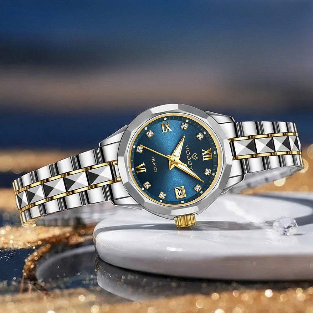 Diamond Quartz Women's Watch Deep Sea Blue gradual change dial