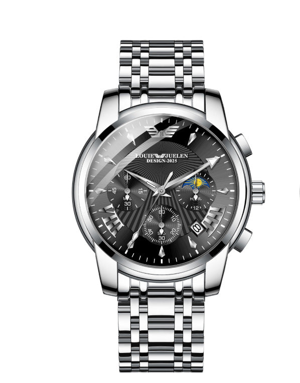 Men's Multifunctional Sun, Moon and Stars Quartz Watch