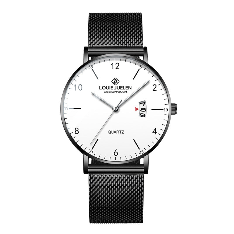 Leather mesh steel belt waterproof luminous quartz watch