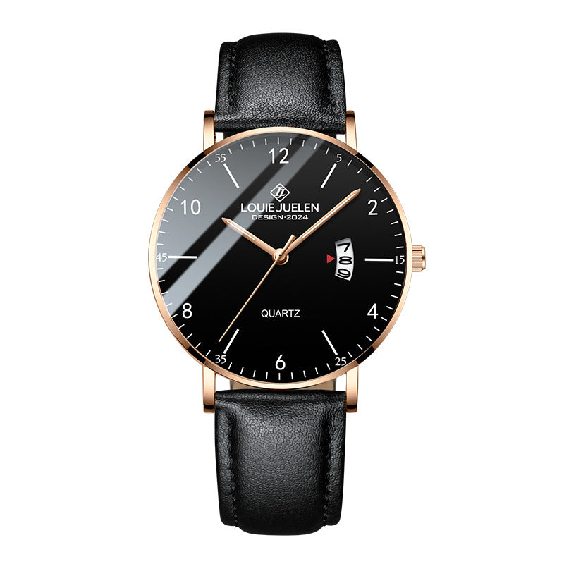Leather mesh steel belt waterproof luminous quartz watch