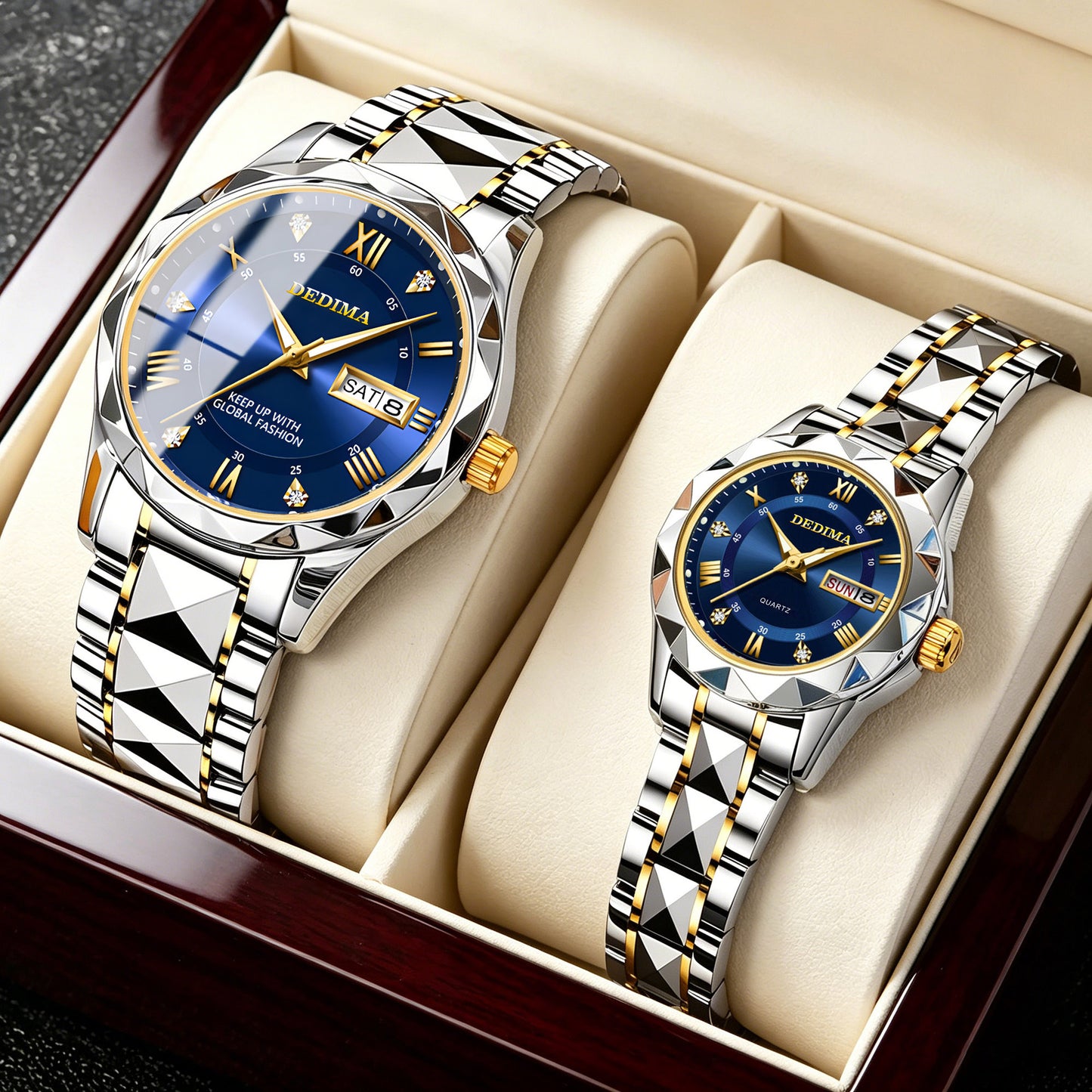 Roman Numeral Couple Stainless Steel Watches