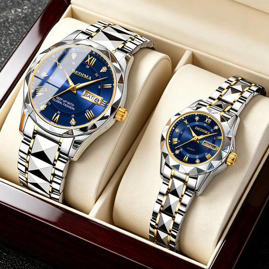 Roman Numeral Couple Stainless Steel Watches