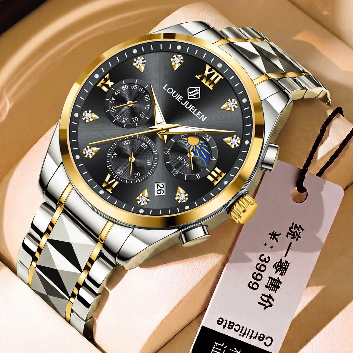 Men's Steel Belt Large Dial Business Quartz Watch
