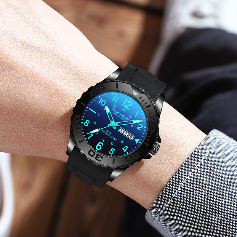 Luminous dial silicone strap couple quartz watch