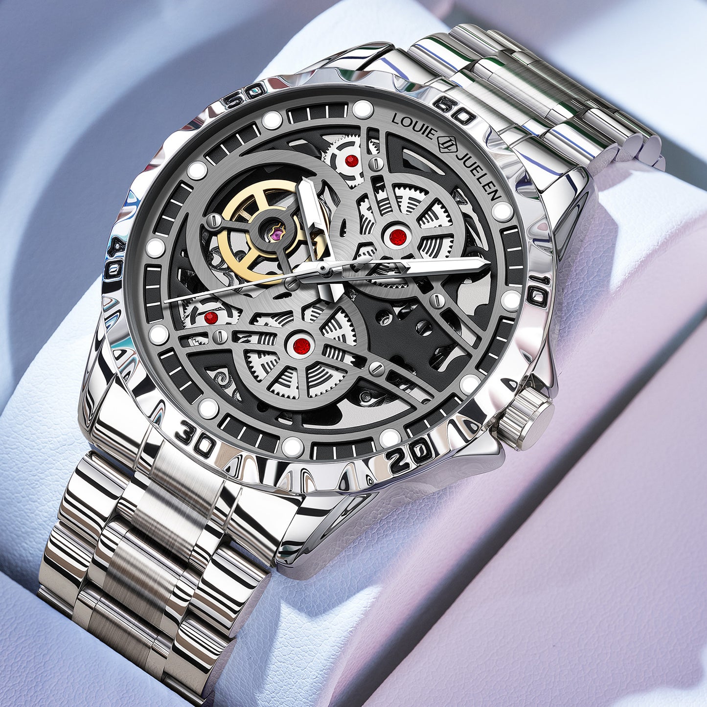 Fully automatic hollow business men's mechanical watch
