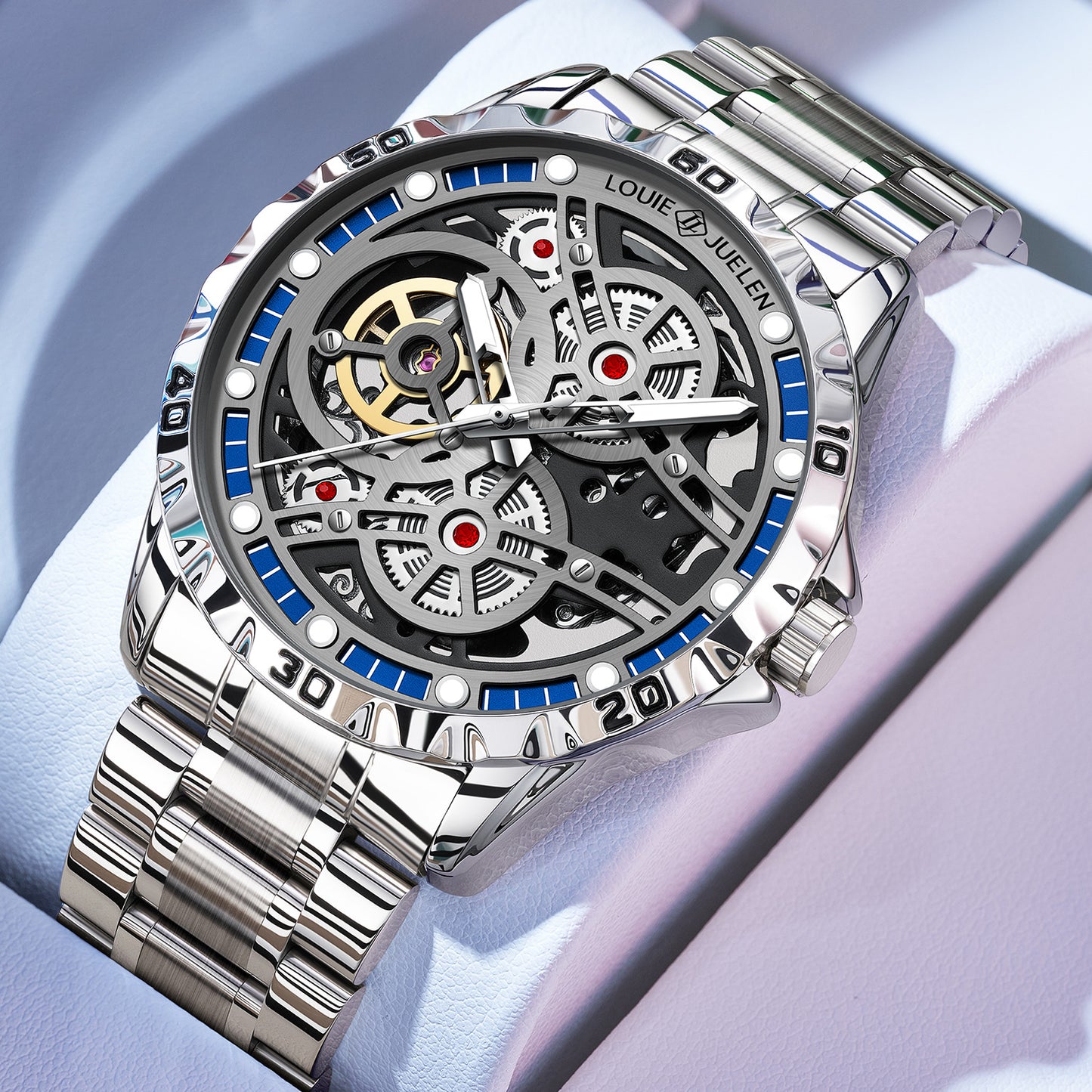 Fully automatic hollow business men's mechanical watch