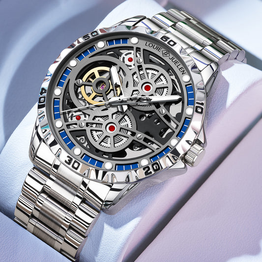 Fully automatic hollow business men's mechanical watch