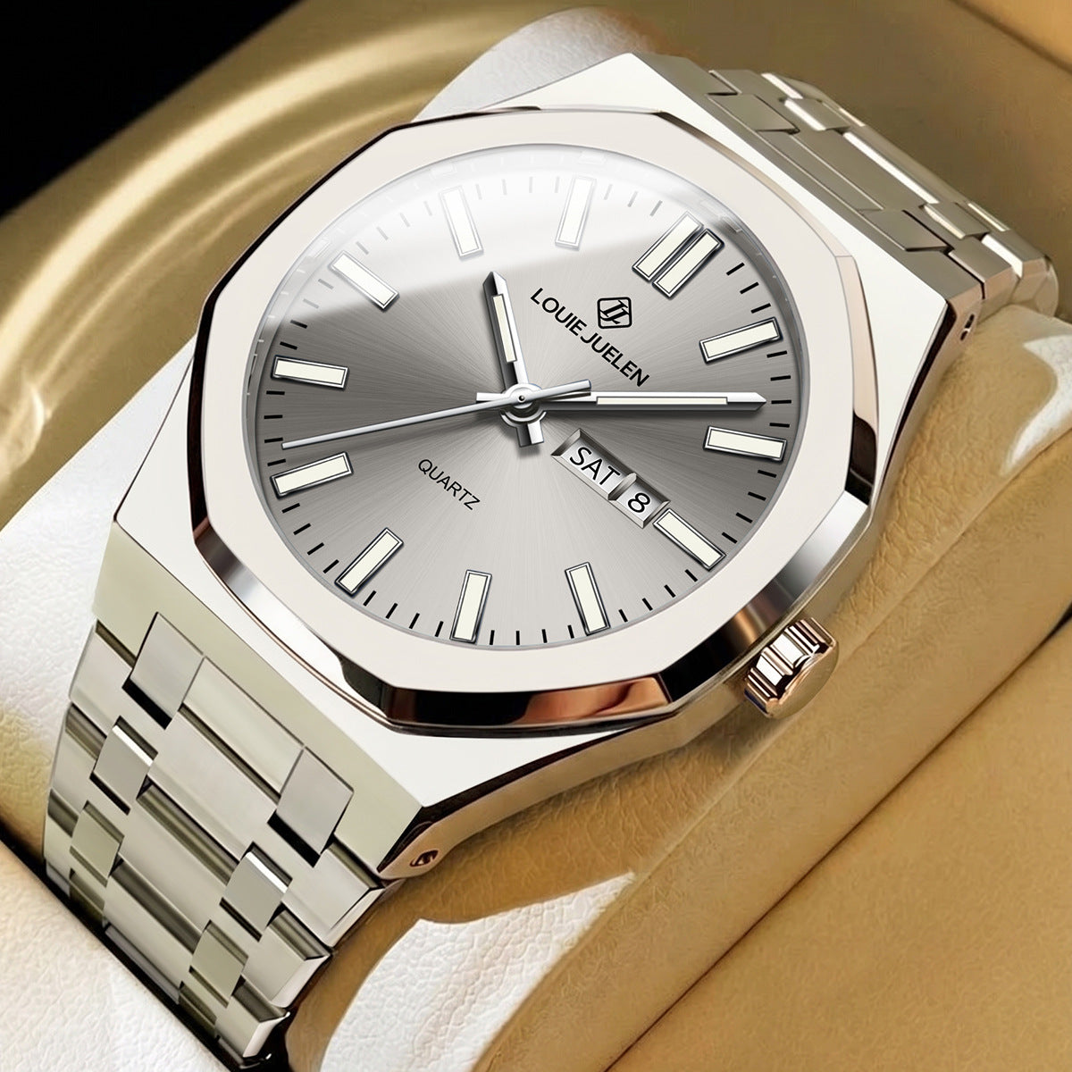 Atmospheric business men's watch double calendar waterproof quartz watch