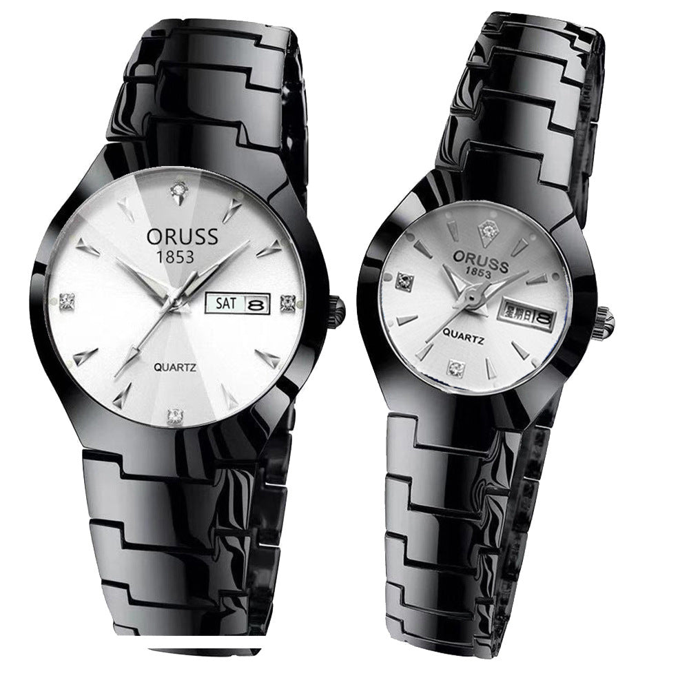 His & Hers Tungsten Steel Couple Watches