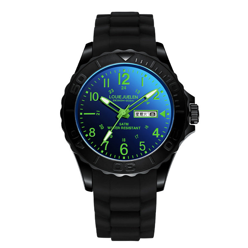 Luminous dial silicone strap couple quartz watch