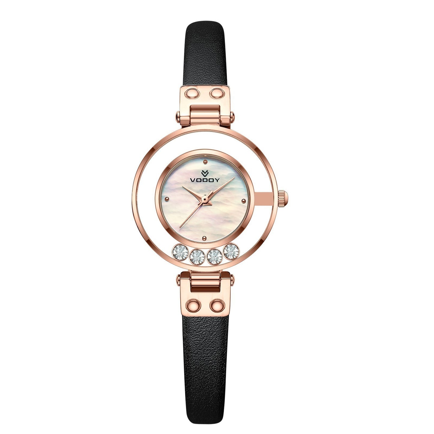 Hollow light luxury diamond-encrusted quartz movement women's watch