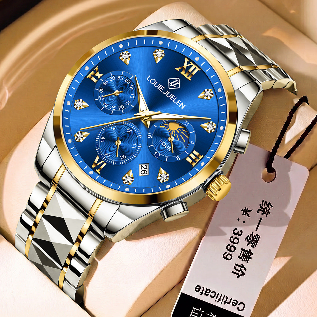 Men's Steel Belt Large Dial Business Quartz Watch