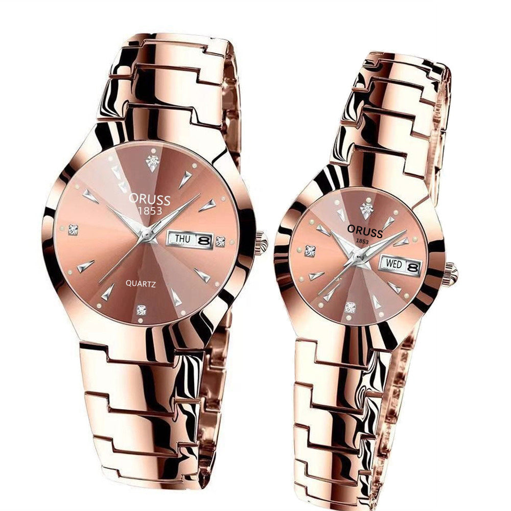 His & Hers Tungsten Steel Couple Watches