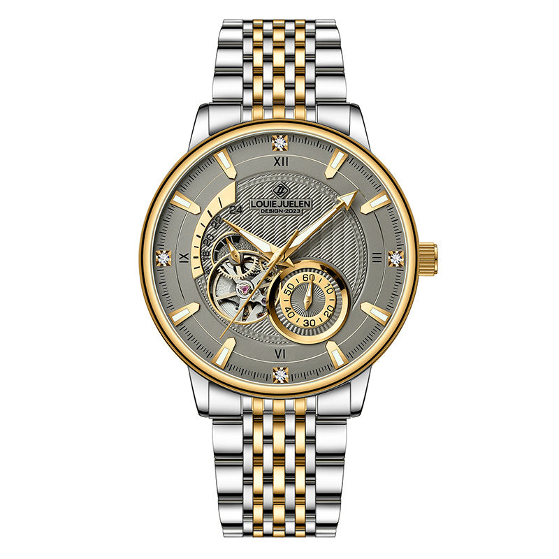 Men's mechanical watch hollow dial steel belt mechanical