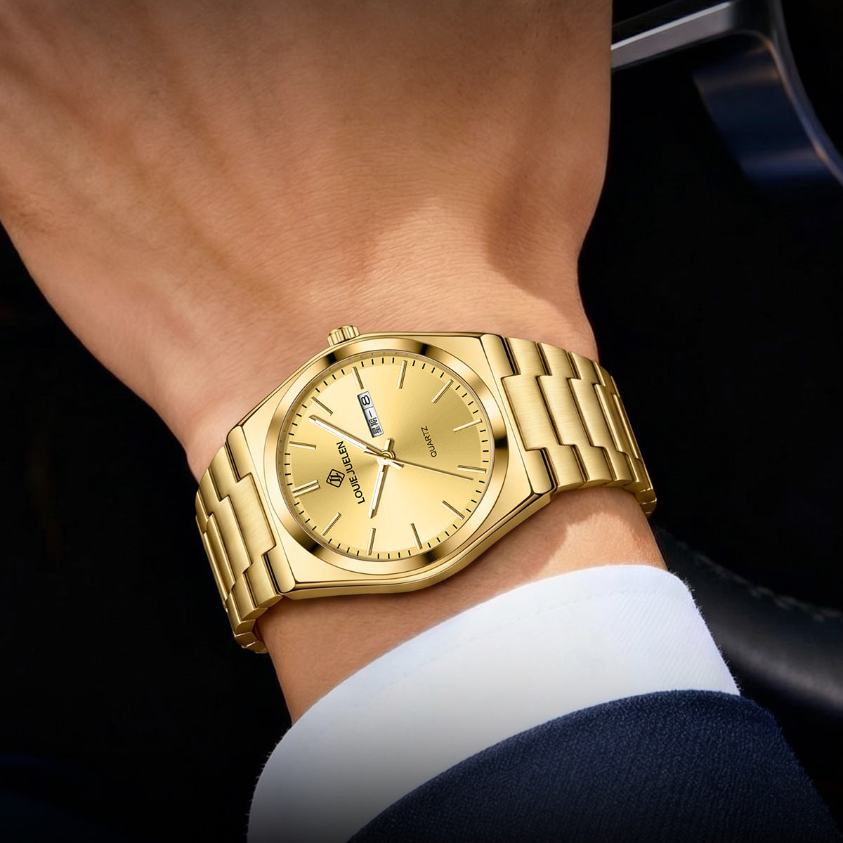 High-end men's business quartz watch silver watch