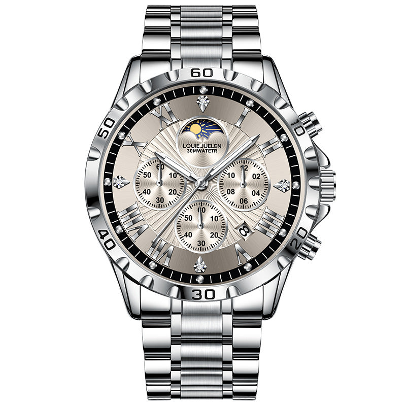 Business Sun Moon Stars Multifunctional Luminous Quartz Watch