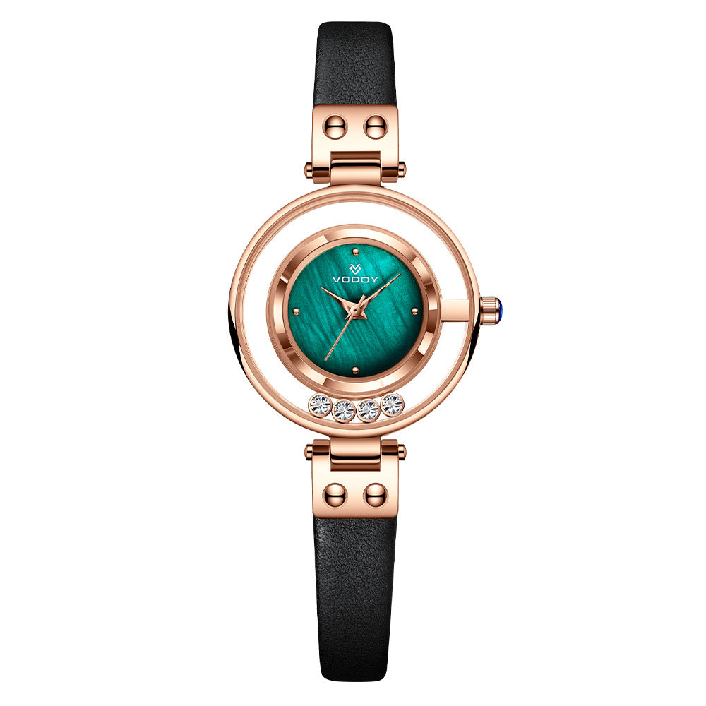 Hollow light luxury diamond-encrusted quartz movement women's watch