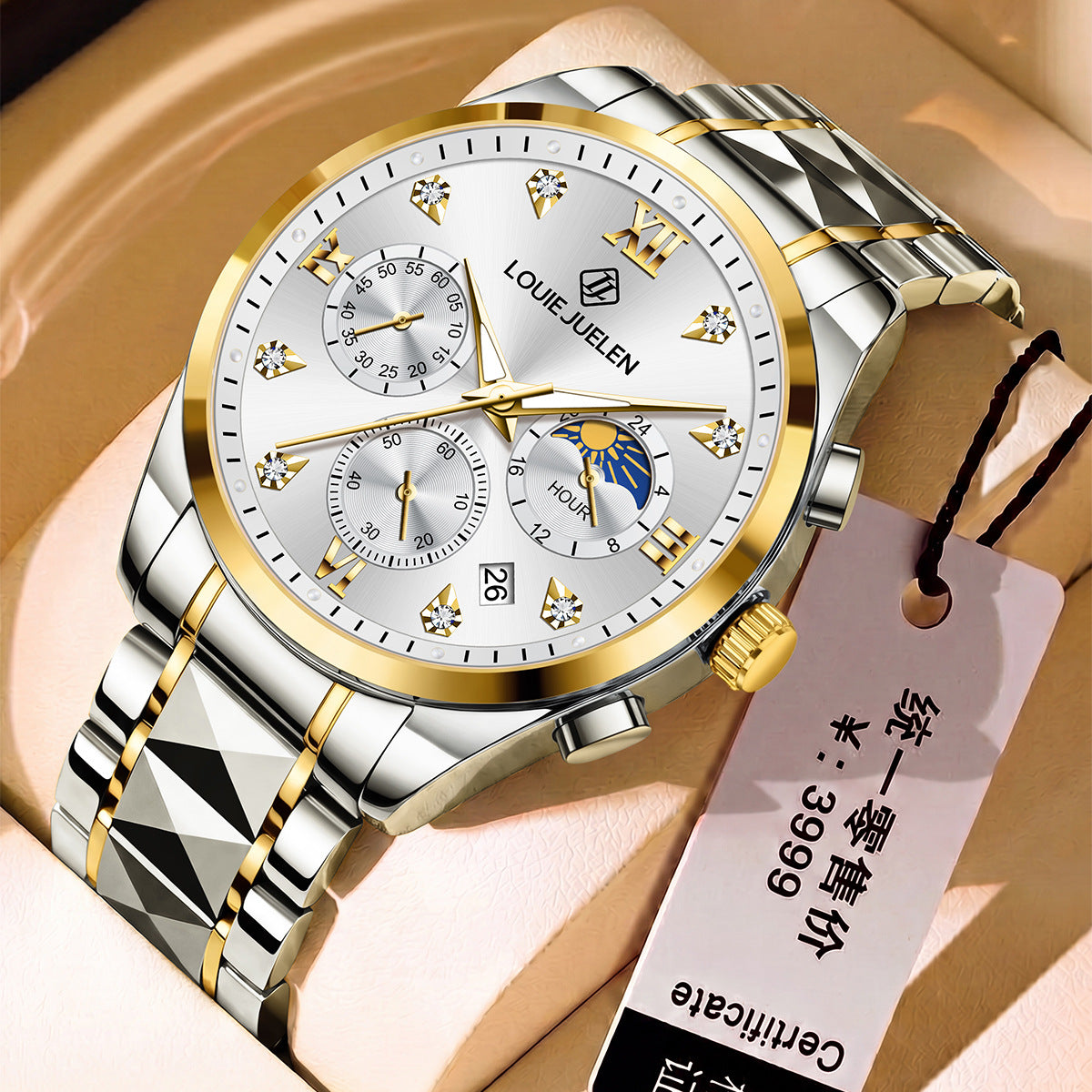 Men's Steel Belt Large Dial Business Quartz Watch