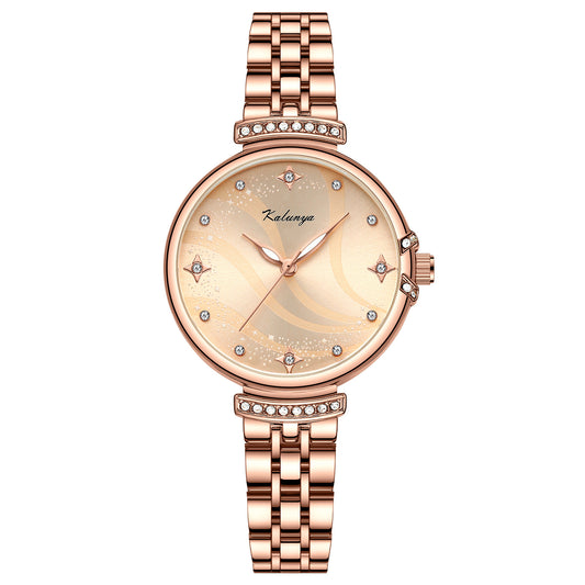 Women's waterproof quartz watch rose gold