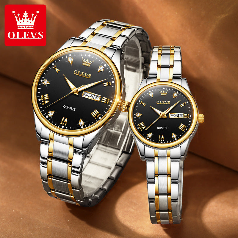 Elegant Couple Diamond Quartz Watches