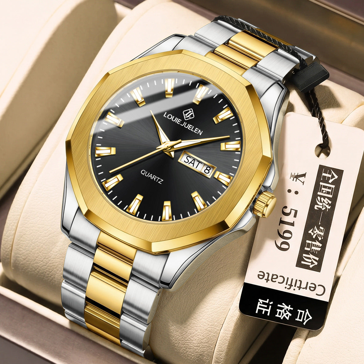 Trendy Versatile Dial Waterproof Steel Strap Men's Quartz Watch