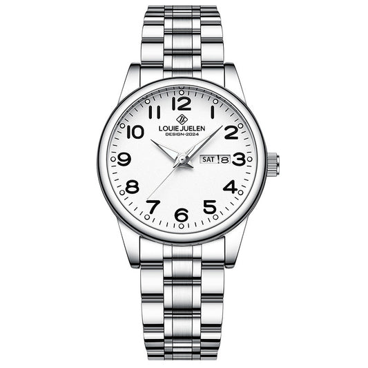 Large dial, clear scale luminous steel belt, same for men and women