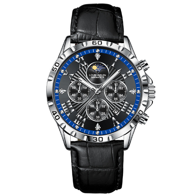 Business Sun Moon Stars Multifunctional Luminous Quartz Watch
