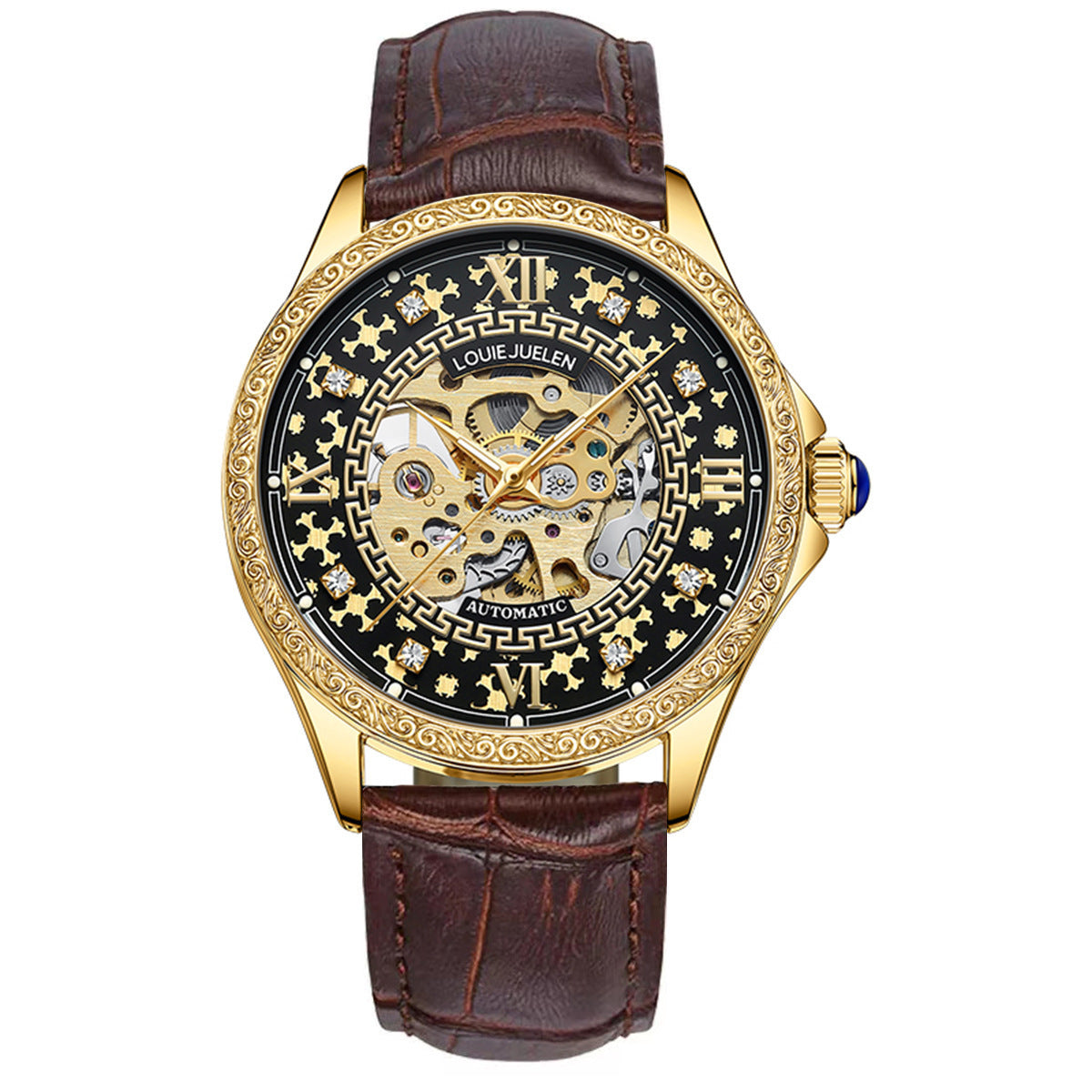 Men's mechanical watch hollow leather waterproof watch