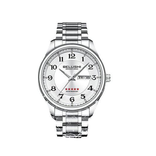 Large dial luminous steel belt watch