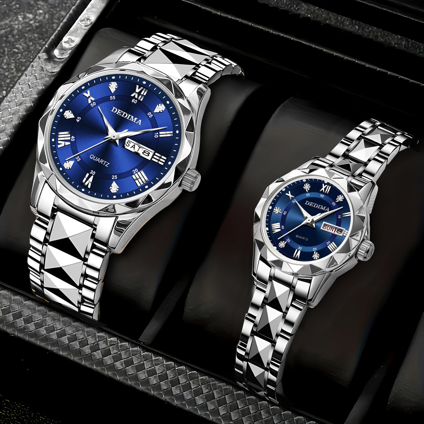 Roman Numeral Couple Stainless Steel Watches