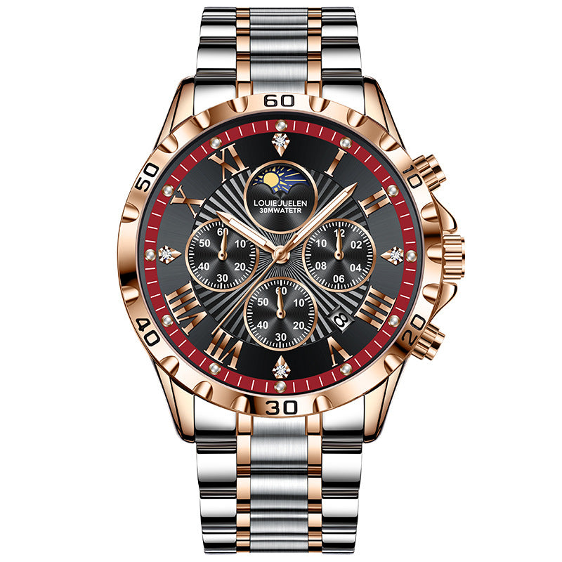 Business Sun Moon Stars Multifunctional Luminous Quartz Watch