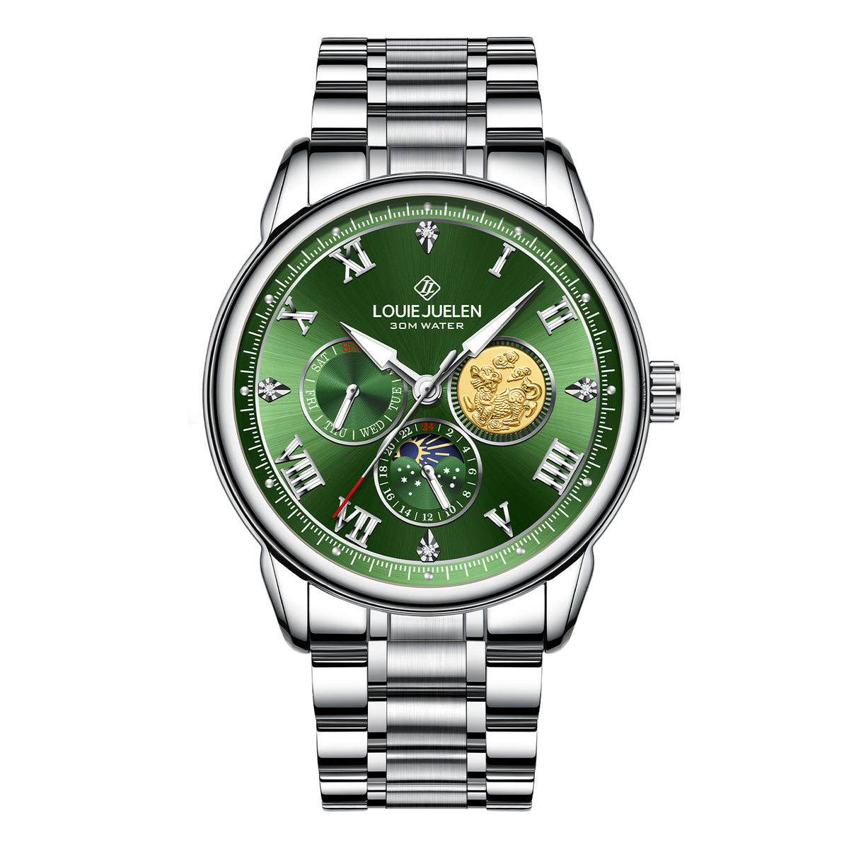 Men's luminous sun, moon and stars quartz watch
