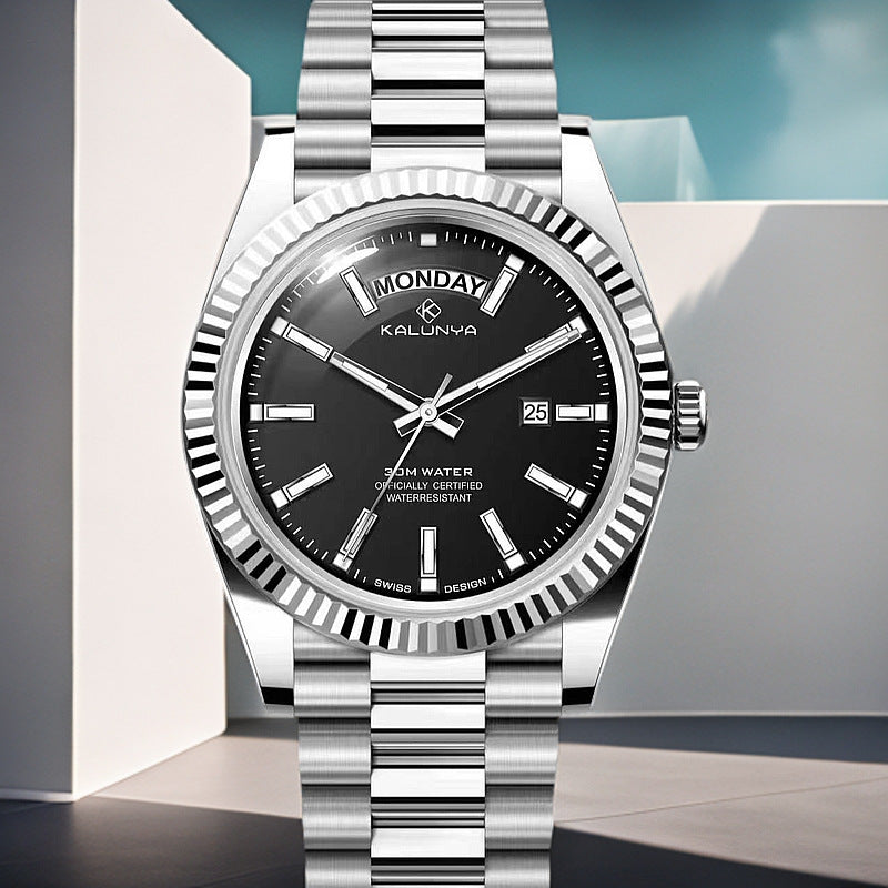 Men's Steel Belt Calendar Quartz Watch