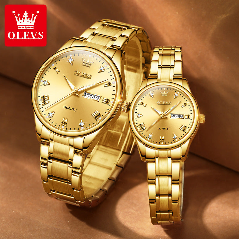 Elegant Couple Diamond Quartz Watches