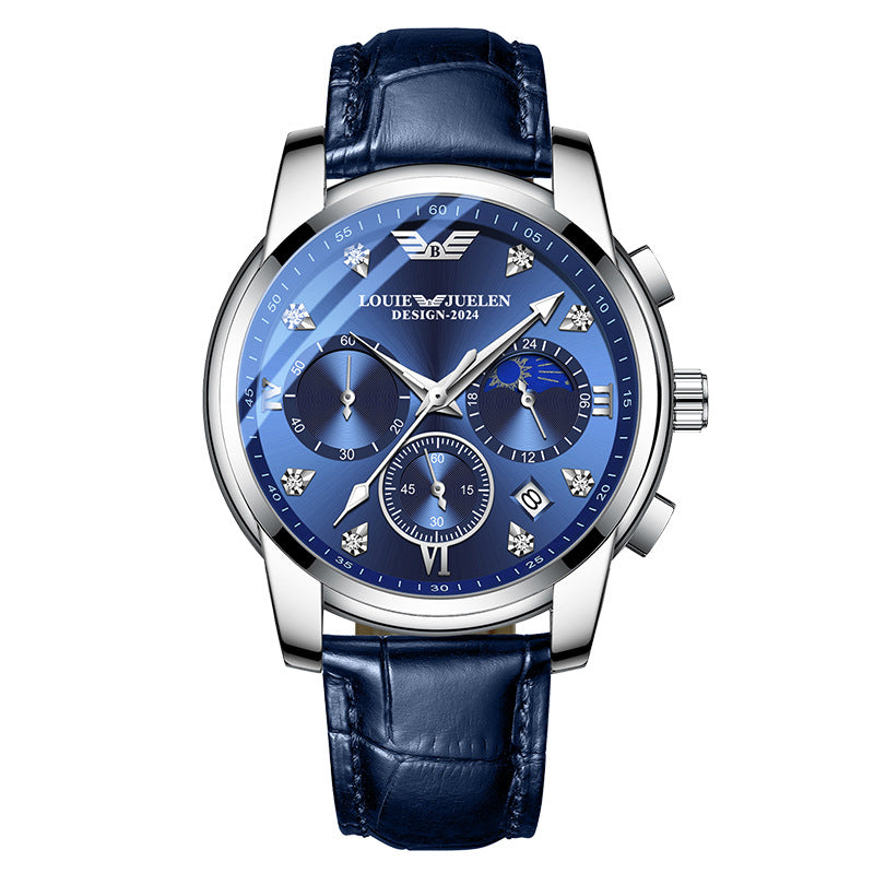Men's luminous calendar sun moon stars quartz watch