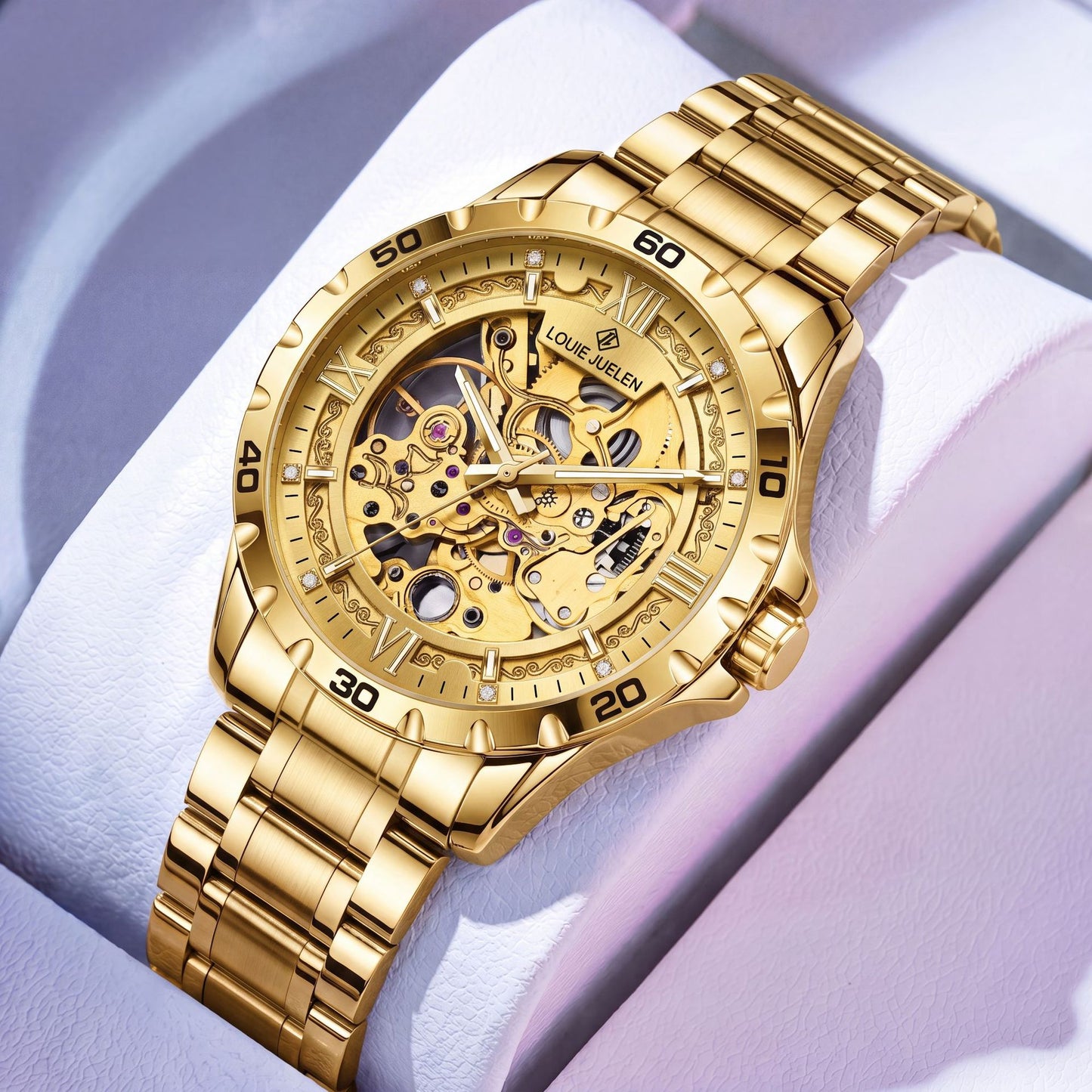 Fully automatic mechanical men's watch hollow dial