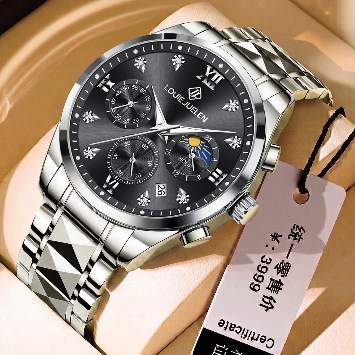 Men's Steel Belt Large Dial Business Quartz Watch