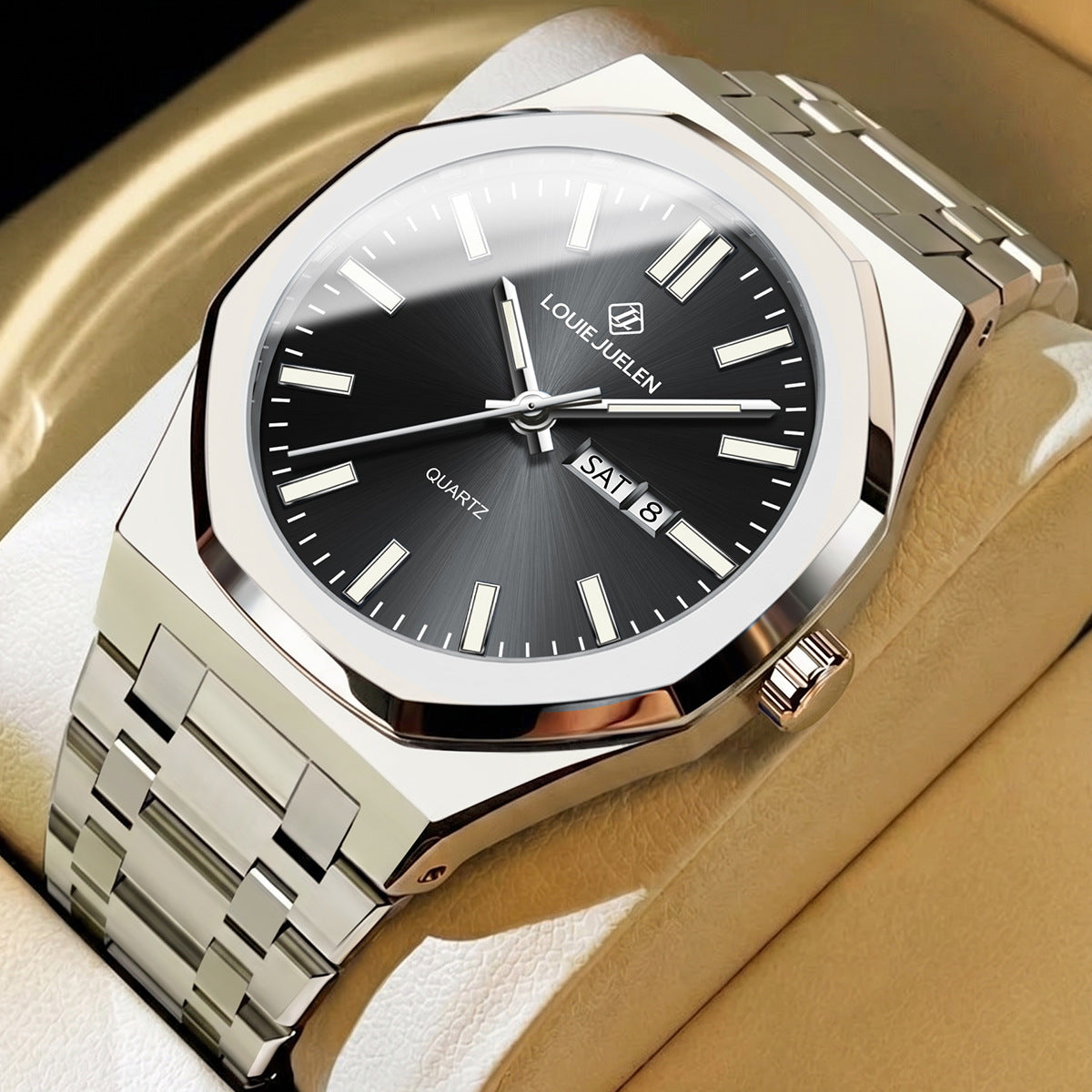 Atmospheric business men's watch double calendar waterproof quartz watch