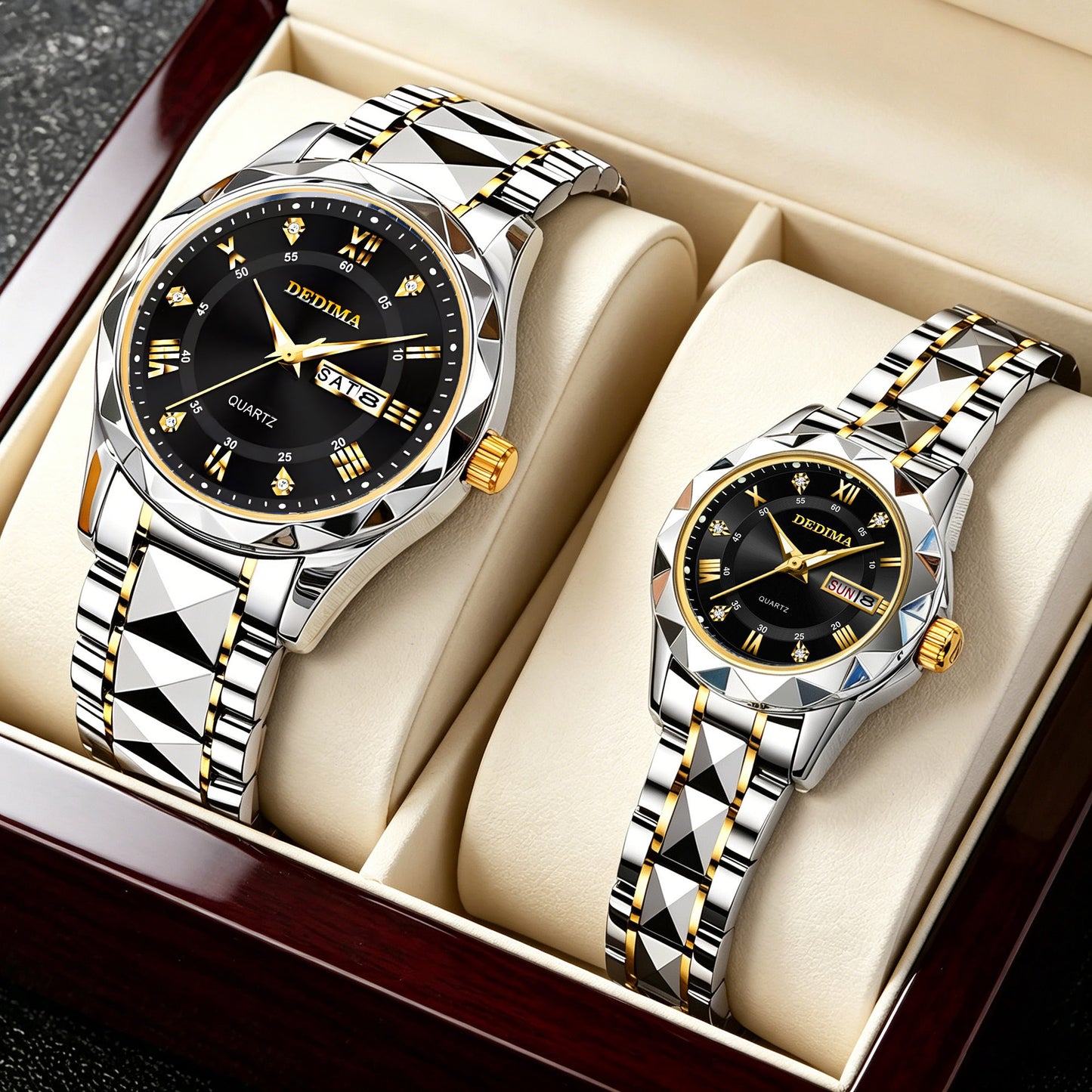 Roman Numeral Couple Stainless Steel Watches