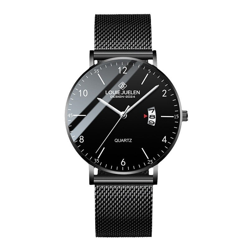 Leather mesh steel belt waterproof luminous quartz watch