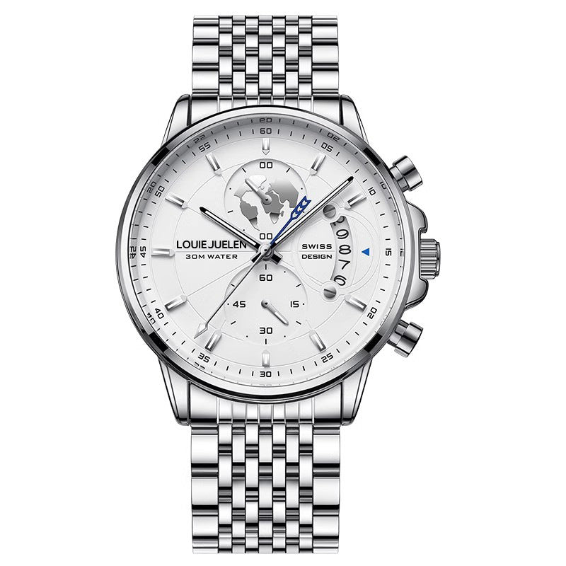 Fashion business leather luminous quartz watch men