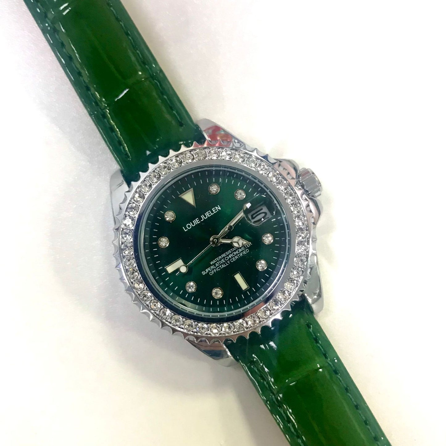 Ladies Quartz Watch Diamond Small Green Watch Leather