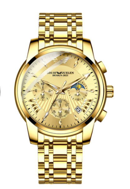 Men's Multifunctional Sun, Moon and Stars Quartz Watch