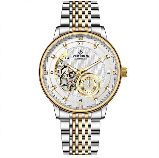 Men's mechanical watch hollow dial steel belt mechanical